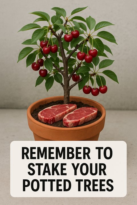 Should I stake a potted cherry tree?